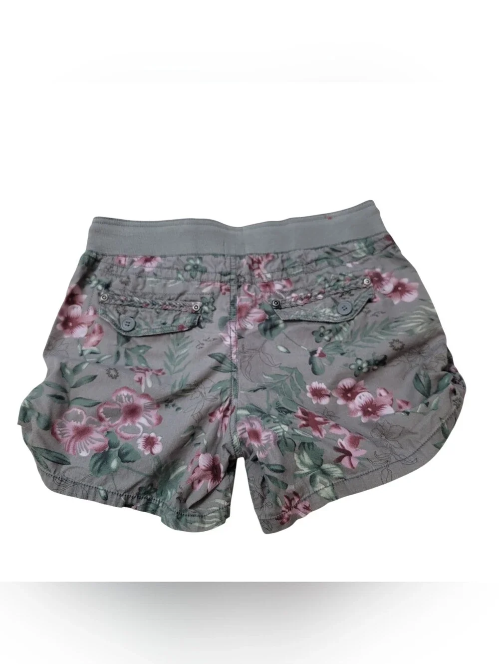 Vintage Y2K Mossimo Floral Chino Cotton Roll Tab Utility Cargo Shorts Size 9/30